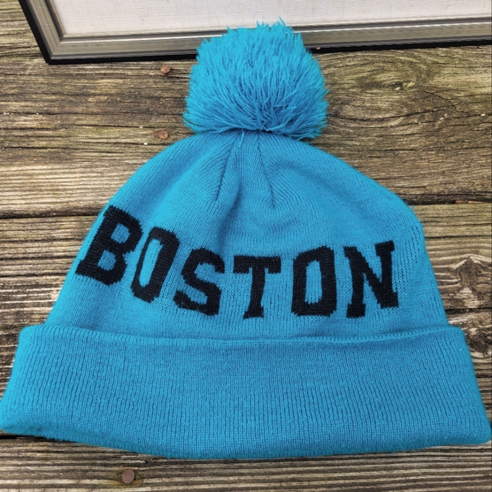 Blue Boston Beanie Winter Hat Men's